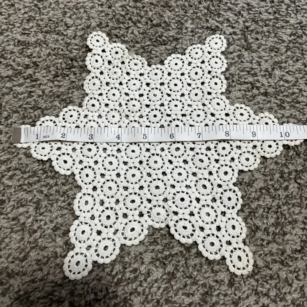 Vintage Small White Crocheted Doily Star